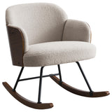  Coaster Furniture Paige 602625 Boucle Upholstered Mid Back Rocking Chair - Beige IMAGE 1