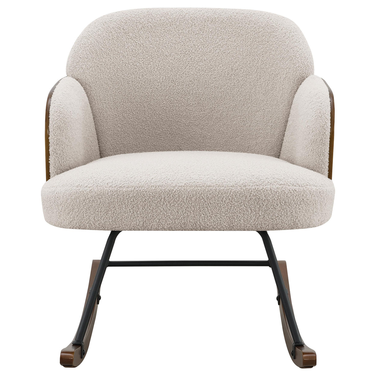  Coaster Furniture Paige 602625 Boucle Upholstered Mid Back Rocking Chair - Beige IMAGE 2