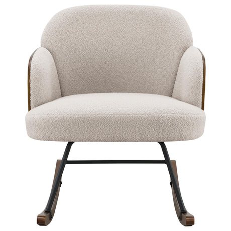  Coaster Furniture Paige 602625 Boucle Upholstered Mid Back Rocking Chair - Beige IMAGE 2