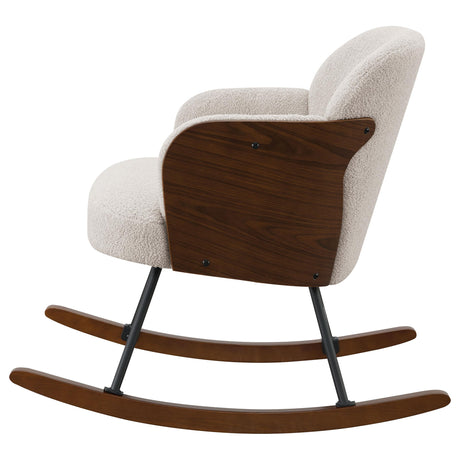  Coaster Furniture Paige 602625 Boucle Upholstered Mid Back Rocking Chair - Beige IMAGE 4