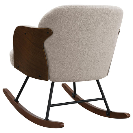  Coaster Furniture Paige 602625 Boucle Upholstered Mid Back Rocking Chair - Beige IMAGE 5