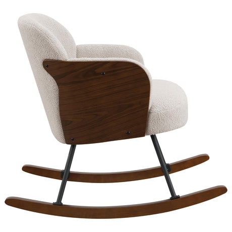  Coaster Furniture Paige 602625 Boucle Upholstered Mid Back Rocking Chair - Beige IMAGE 7