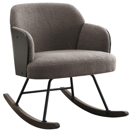  Coaster Furniture Paige 602626 Boucle Upholstered Mid Back Rocking Chair - Taupe IMAGE 1