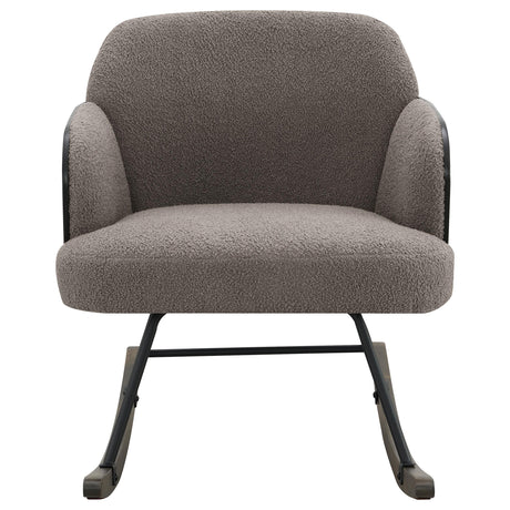  Coaster Furniture Paige 602626 Boucle Upholstered Mid Back Rocking Chair - Taupe IMAGE 2