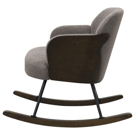  Coaster Furniture Paige 602626 Boucle Upholstered Mid Back Rocking Chair - Taupe IMAGE 4