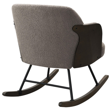 Coaster Furniture Paige 602626 Boucle Upholstered Mid Back Rocking Chair - Taupe IMAGE 6