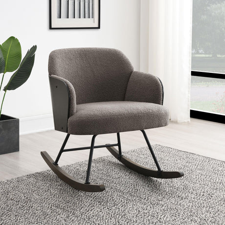  Coaster Furniture Paige 602626 Boucle Upholstered Mid Back Rocking Chair - Taupe IMAGE 8