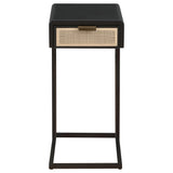 Coaster Furniture Amherst 931631 1-Drawer Radio Weave Cane Metal Side Table - Black IMAGE 2