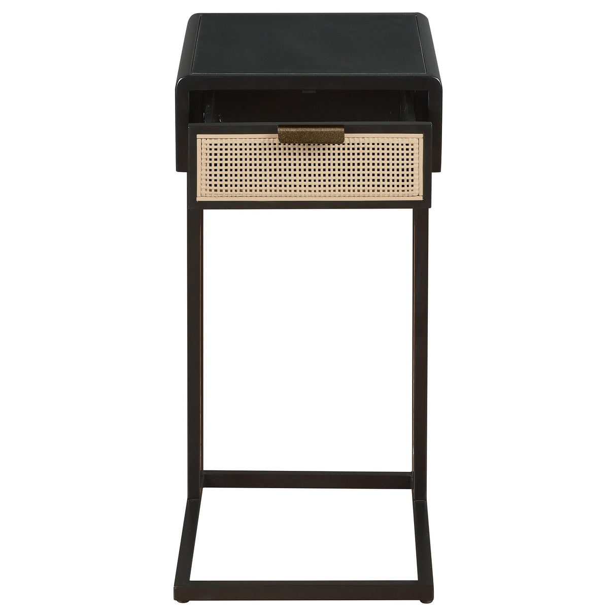  Coaster Furniture Amherst 931631 1-Drawer Radio Weave Cane Metal Side Table - Black IMAGE 3