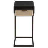  Coaster Furniture Amherst 931631 1-Drawer Radio Weave Cane Metal Side Table - Black IMAGE 3