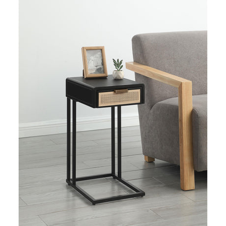  Coaster Furniture Amherst 931631 1-Drawer Radio Weave Cane Metal Side Table - Black IMAGE 7