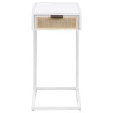  Coaster Furniture Amherst 931632 1-Drawer Radio Weave Cane Metal Side Table - White IMAGE 2