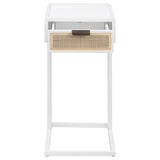  Coaster Furniture Amherst 931632 1-Drawer Radio Weave Cane Metal Side Table - White IMAGE 3