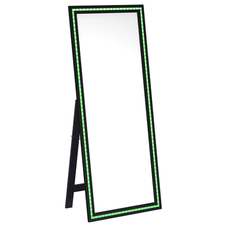  Coaster Furniture Windrose 960962 28 x 67 Inch Tempered LED Standing Mirror - Black IMAGE 6