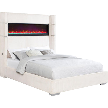  Coaster Furniture Tisdall 306032Q Upholstered Queen Flame Visualizer Bed - Cream IMAGE 3