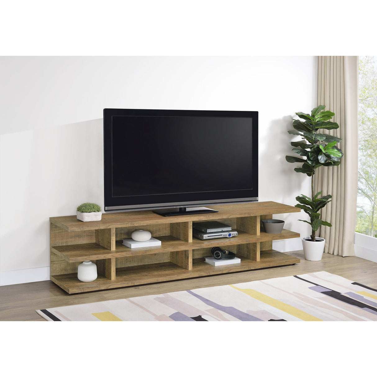  Coaster Furniture Cartmill 710543 78-inch 2-tier TV Stand Media Console - Mango IMAGE 2