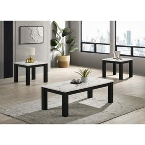  Crown Mark Ivy 4170SET-WH 3 pc Cocktail Table Set - Faux Marble White IMAGE 1