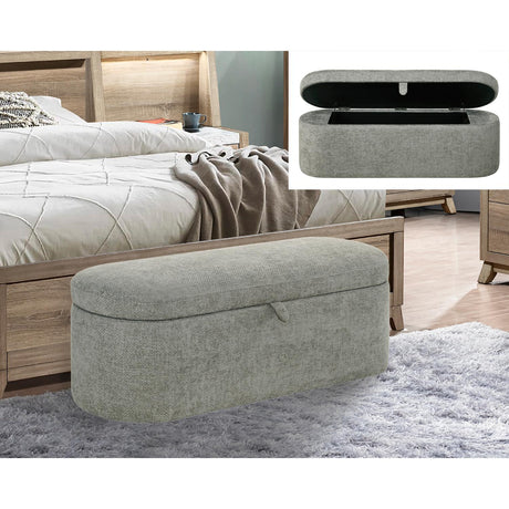 Crown Mark Philipa 4924LG-BENCH Storage Bench - Light Grey Tweed IMAGE 5