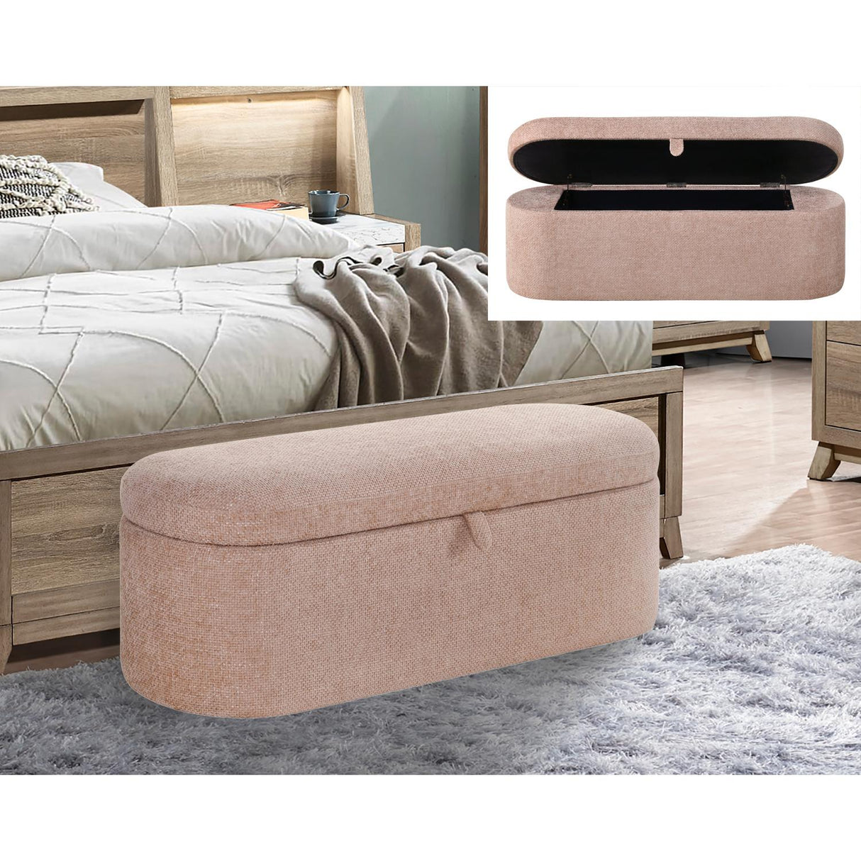  Crown Mark Philipa 4924MV-BENCH Storage Bench - Mauve Tweed IMAGE 5