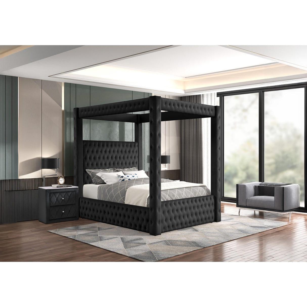  Crown Mark Annabelle 5114BK-2 Nightstand - Black IMAGE 4