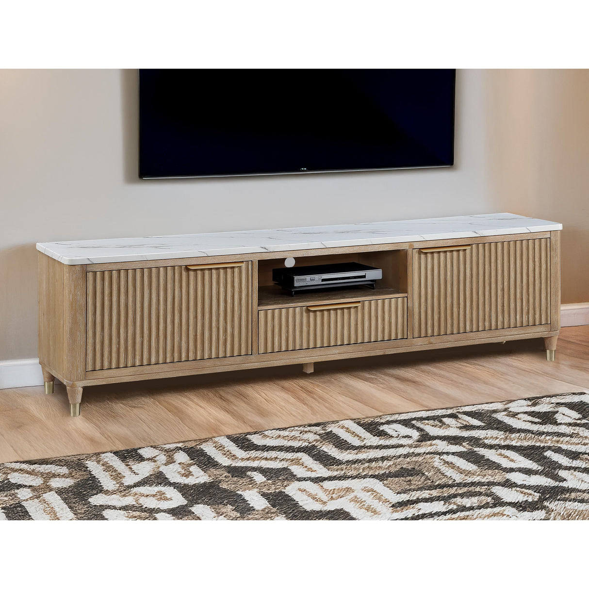  Crown Mark Kara B1450-9 TV Stand - Cerused Natural IMAGE 4
