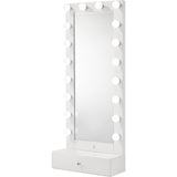  Crown Mark Luxo B4852WH-DB-SET Tall Lighted Vanity with Drawer - White IMAGE 1