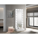  Crown Mark Luxo B4852WH-DB-SET Tall Lighted Vanity with Drawer - White IMAGE 4