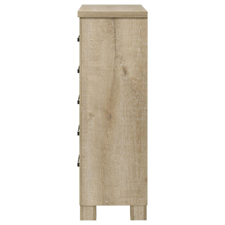  Coaster Furniture Oakglen 225105 5-drawer Chest - Weathered Oak IMAGE 5