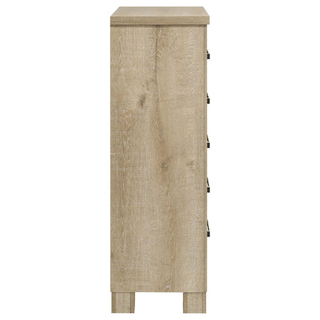  Coaster Furniture Oakglen 225105 5-drawer Chest - Weathered Oak IMAGE 9