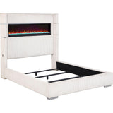  Coaster Furniture Tisdall 306032KW Upholstered California King Flame Visualizer Bed - Cream IMAGE 1