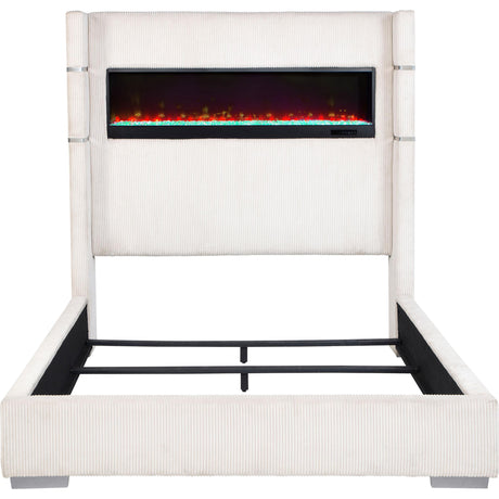  Coaster Furniture Tisdall 306032KW Upholstered California King Flame Visualizer Bed - Cream IMAGE 4