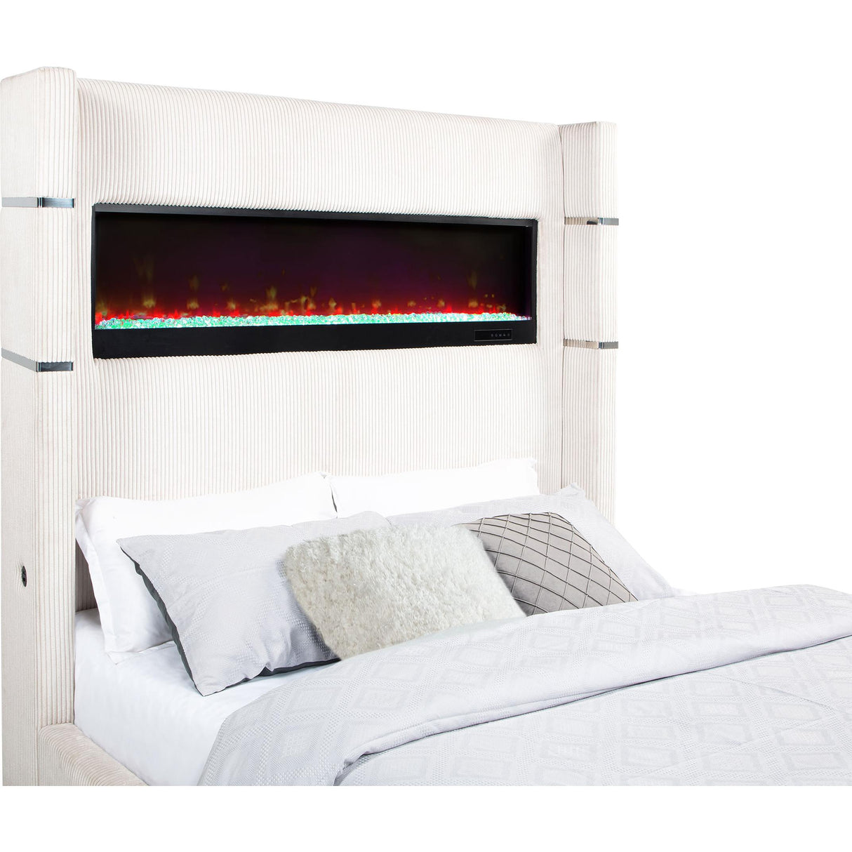  Coaster Furniture Tisdall 306032KW Upholstered California King Flame Visualizer Bed - Cream IMAGE 7