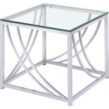  Coaster Furniture Lille 720498-S3 3-piece Glass Top Coffee And End Table Set - Chrome IMAGE 3