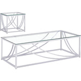  Coaster Furniture Lille 720498-S2 2-piece Glass Top Coffee And End Table Set - Chrome IMAGE 2