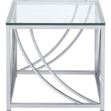  Coaster Furniture Lille 720498-S2 2-piece Glass Top Coffee And End Table Set - Chrome IMAGE 4