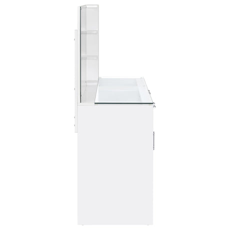  Coaster Furniture Flora 930218 2-drawer Vanity Set with LED Mirror - White High Gloss IMAGE 12