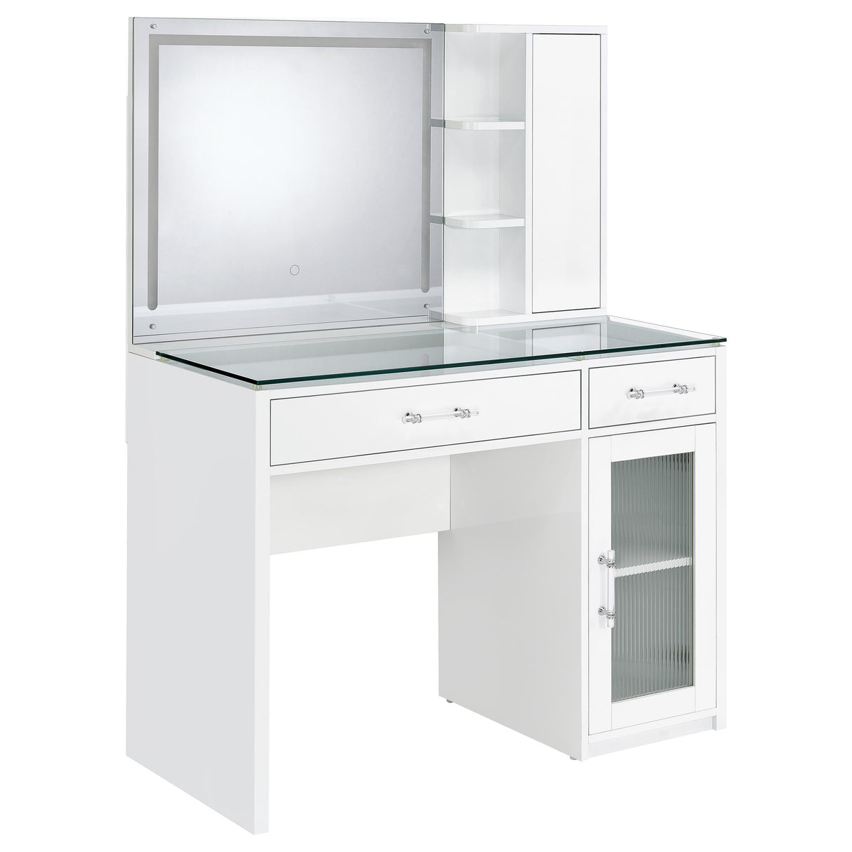  Coaster Furniture Flora 930218 2-drawer Vanity Set with LED Mirror - White High Gloss IMAGE 7