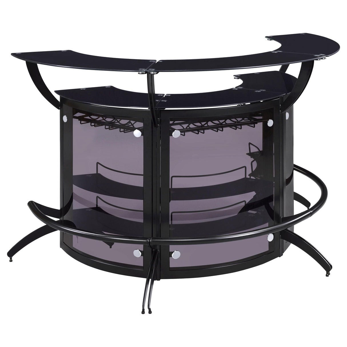  Coaster Furniture Dallas 182135-S3 3-piece Curved Freestanding Home Bar Cabinet - Black IMAGE 1