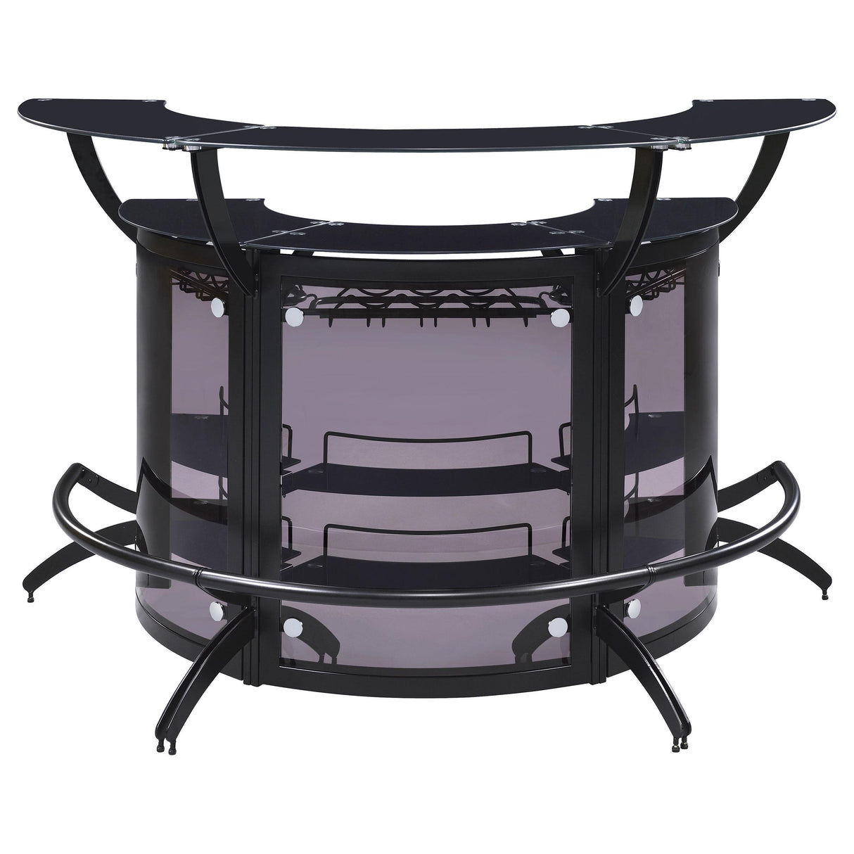  Coaster Furniture Dallas 182135-S3 3-piece Curved Freestanding Home Bar Cabinet - Black IMAGE 4