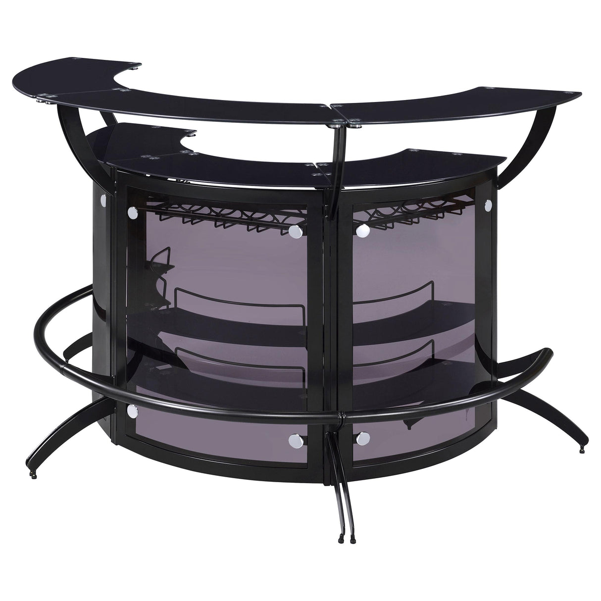  Coaster Furniture Dallas 182135-S3 3-piece Curved Freestanding Home Bar Cabinet - Black IMAGE 5