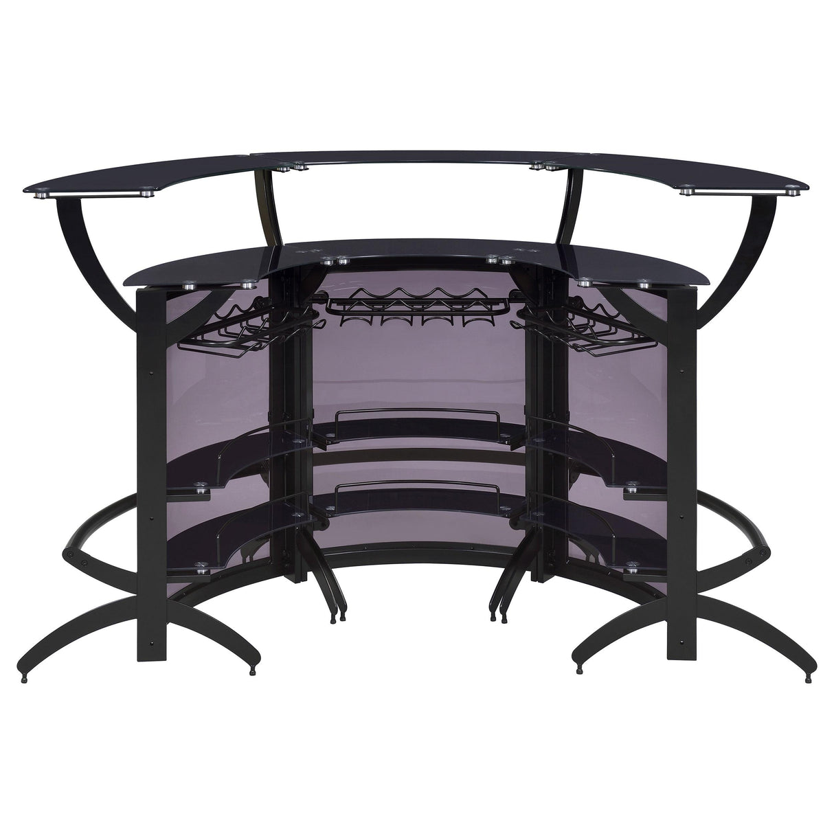  Coaster Furniture Dallas 182135-S3 3-piece Curved Freestanding Home Bar Cabinet - Black IMAGE 8