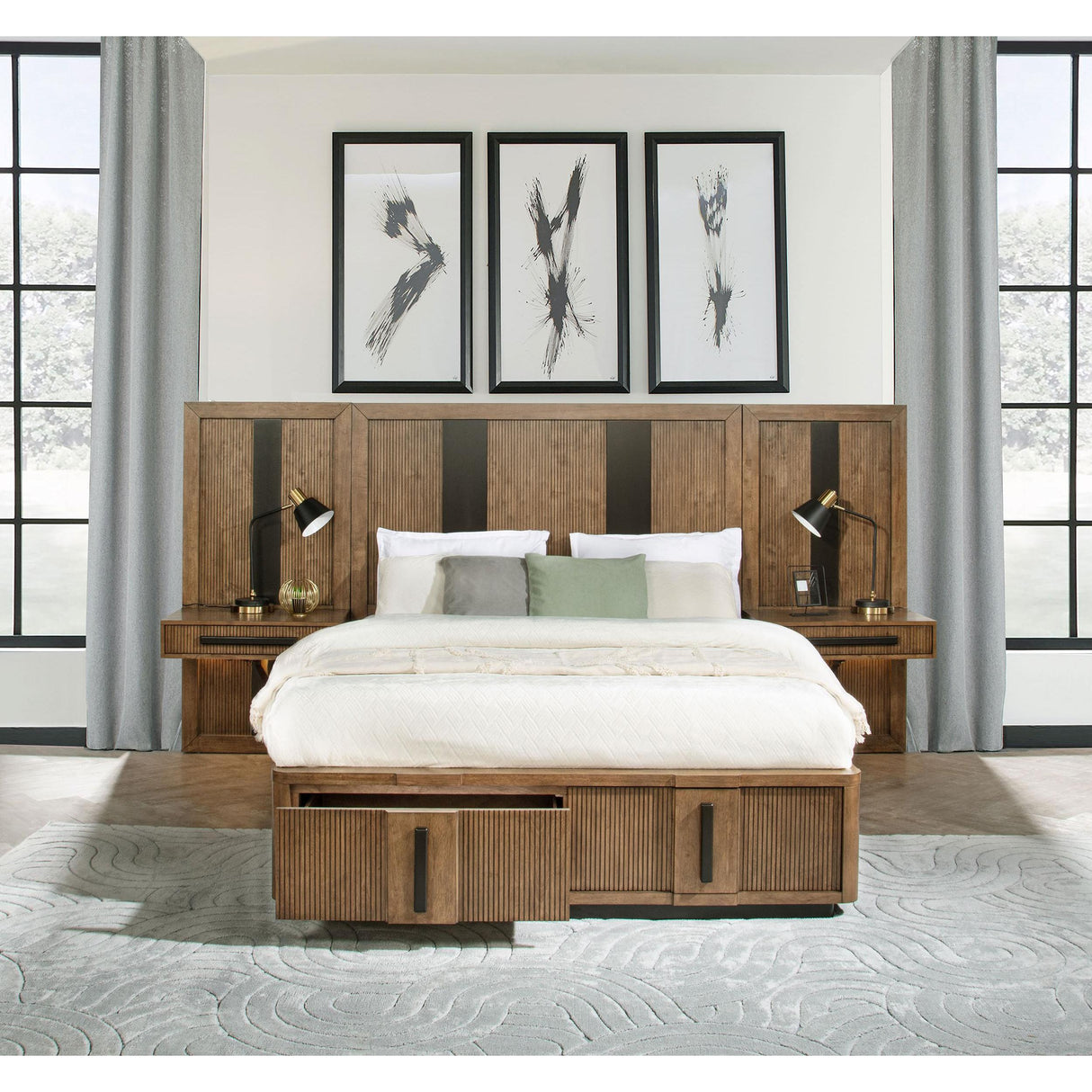  Coaster Furniture Terrace 224900KE-S3P King Wall Panel Storage Bed - Ash Brown IMAGE 2