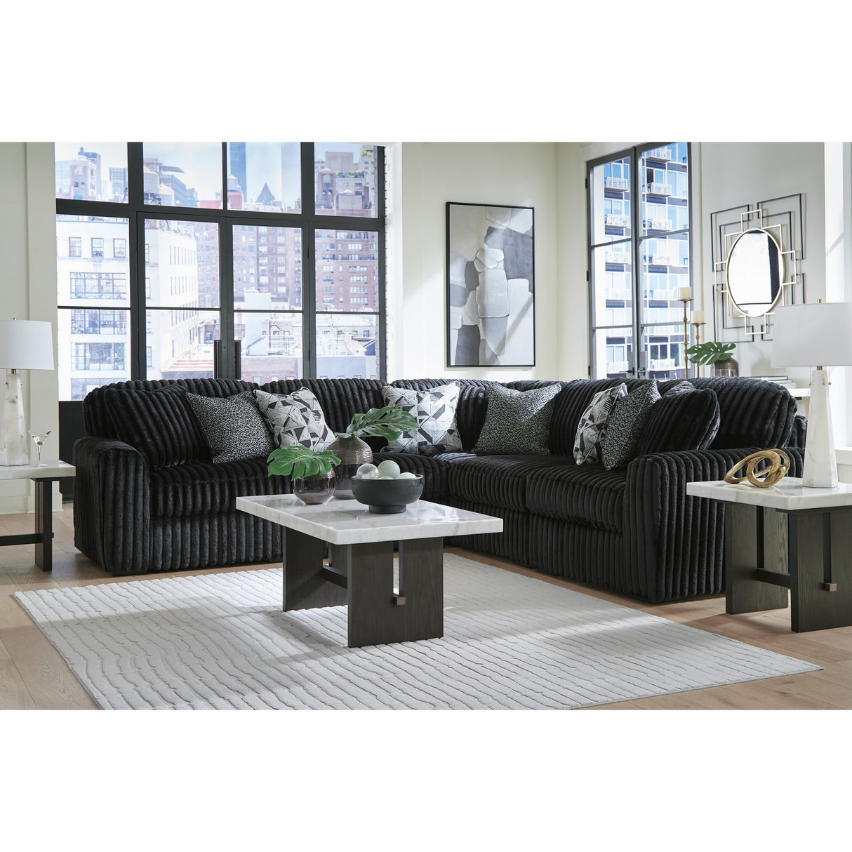  Signature Design by Ashley Midnight-Madness 98103S26 5 pc Sectional IMAGE 3