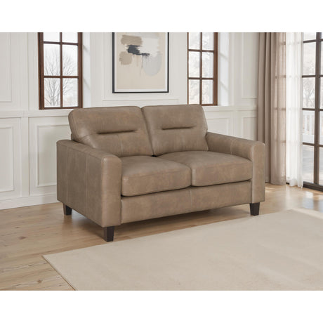  Coaster Furniture Scotland 504668 Faux Leather Upholstered Track Arm Loveseat - Brown IMAGE 2