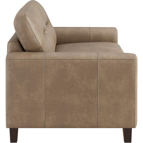  Coaster Furniture Scotland 504668 Faux Leather Upholstered Track Arm Loveseat - Brown IMAGE 8
