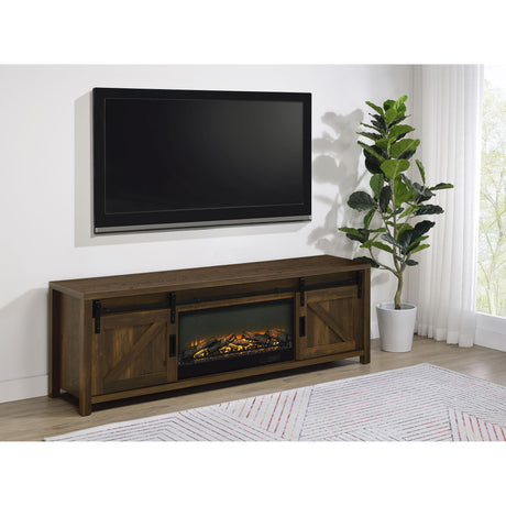  Coaster Furniture Enfield 722863 71-inch TV Stand Fireplace Media Console - Dark Pine IMAGE 2