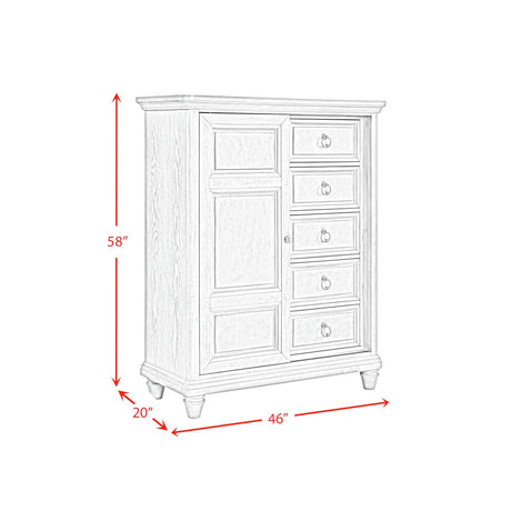  Elements International Whit-Ash B-11360-3-CH2 5-Drawer Door Chest IMAGE 12
