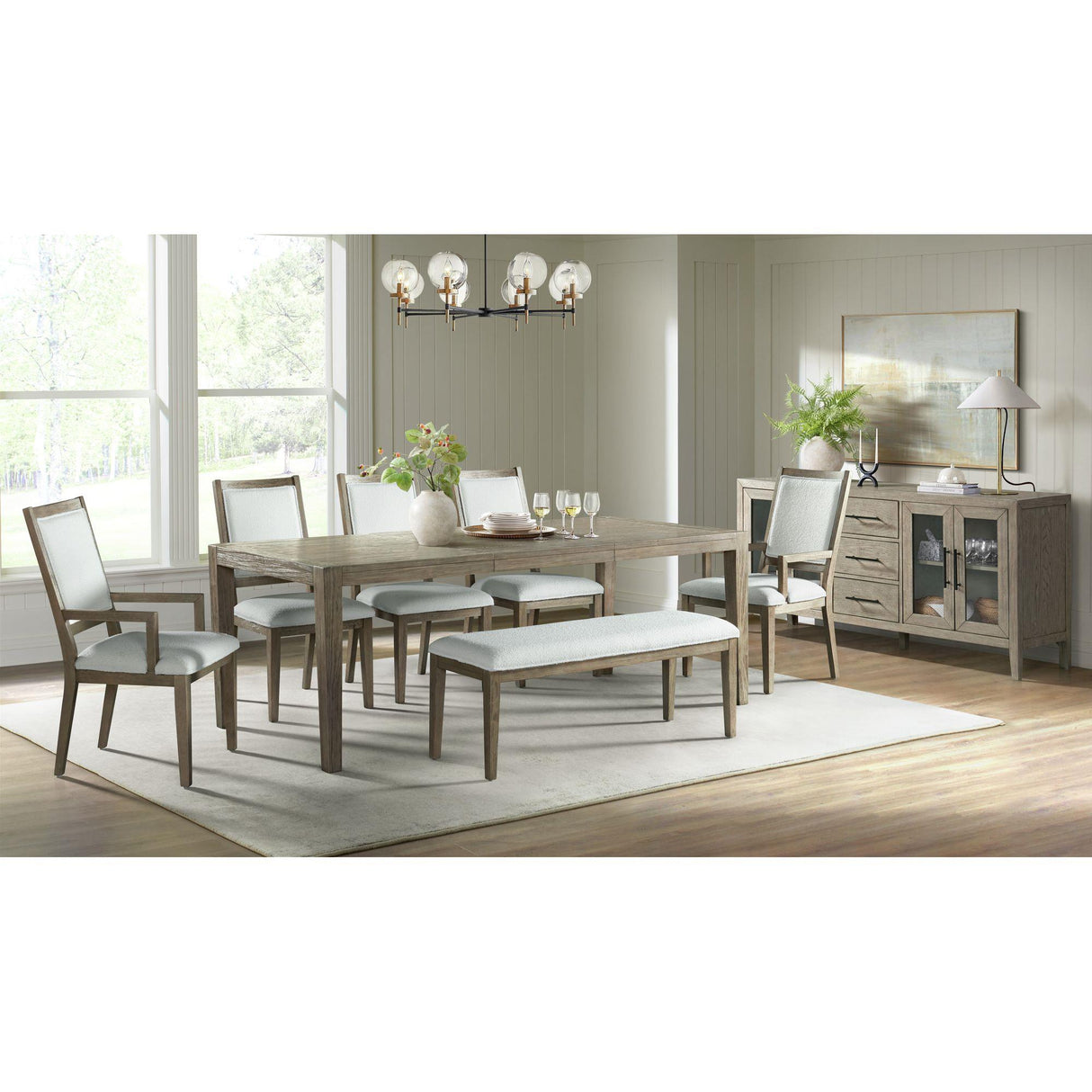  Elements International Versailles Contemporary D-3690-6-BN Dining Bench IMAGE 3