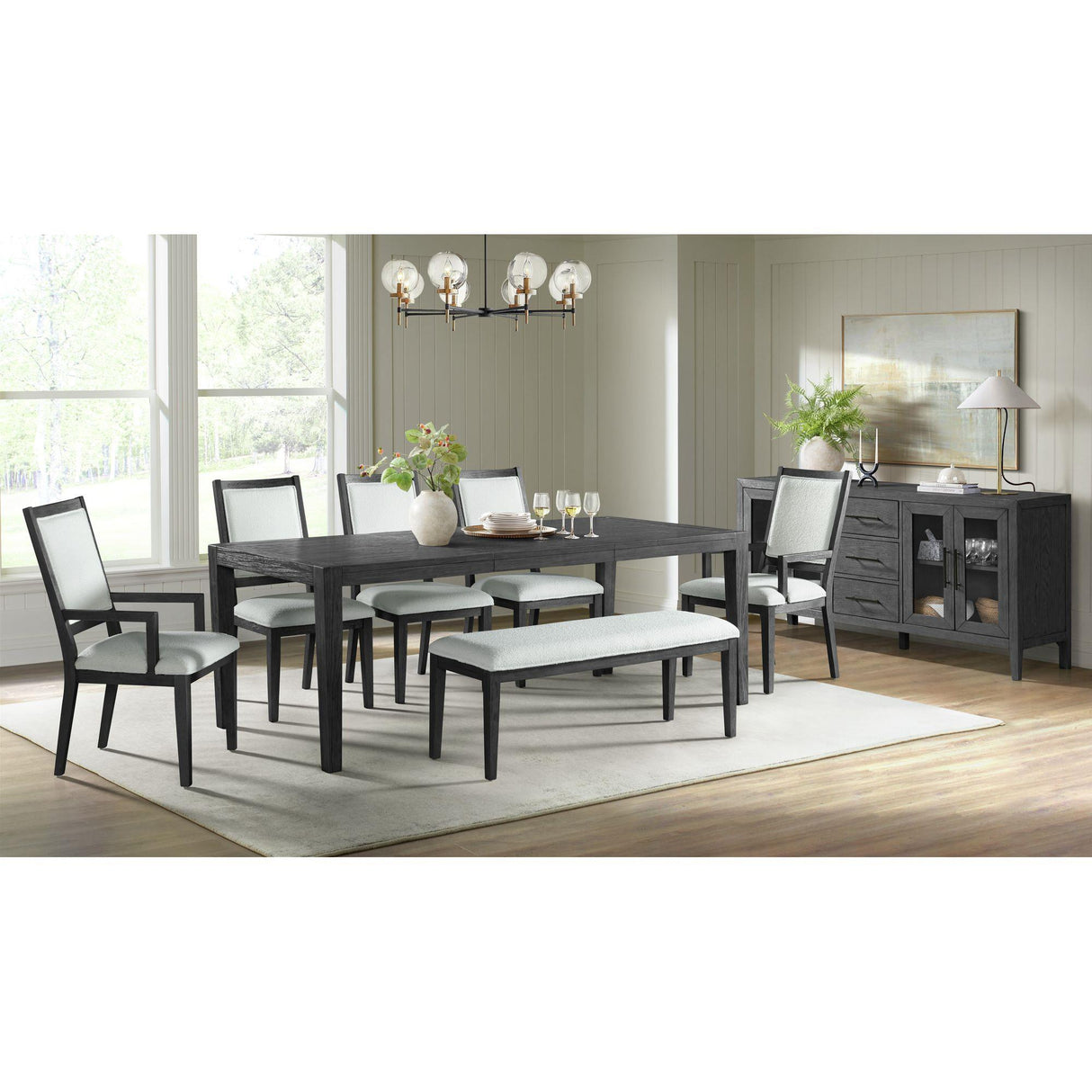  Elements International Versailles Contemporary D-3690-8-BN Dining Bench IMAGE 3