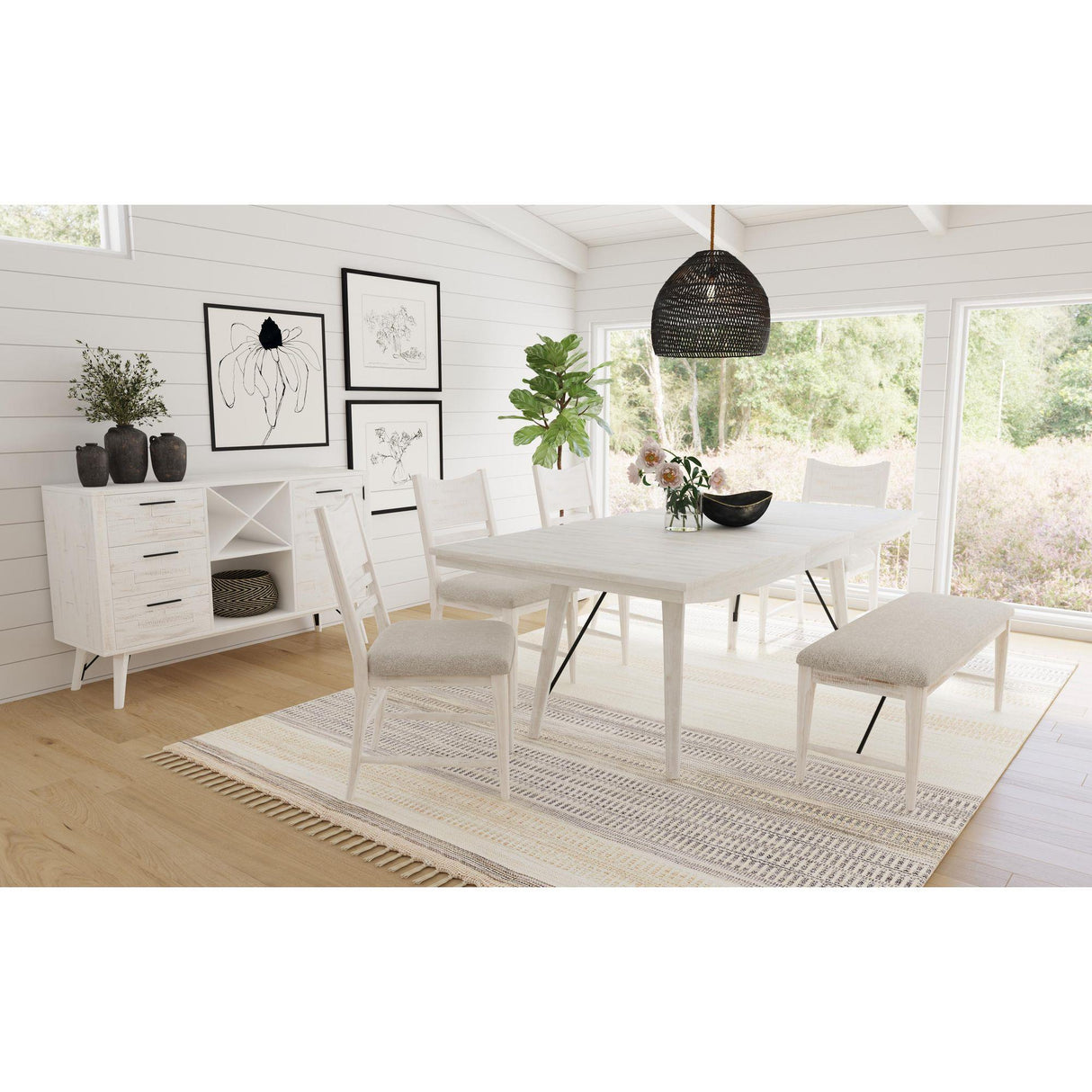  Elements International Rogen Rustic D-12850-7-BN Dining Bench IMAGE 3